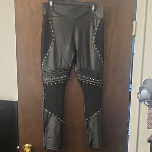 Killstar Black Faux Leather Leggings Large